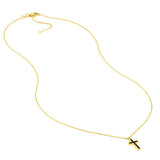 Birmingham Jewelry - 14K Yellow Gold Black Enamel Cross Adjustable Necklace - Birmingham Jewelry