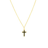 Birmingham Jewelry - 14K Yellow Gold Black Enamel Cross Adjustable Necklace - Birmingham Jewelry