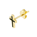 Birmingham Jewelry - 14K Yellow Gold Black Enamel Cross Stud Earrings - Birmingham Jewelry