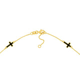 Birmingham Jewelry - 14K Yellow Gold Black Enamel Crosses Station Bracelet - Birmingham Jewelry