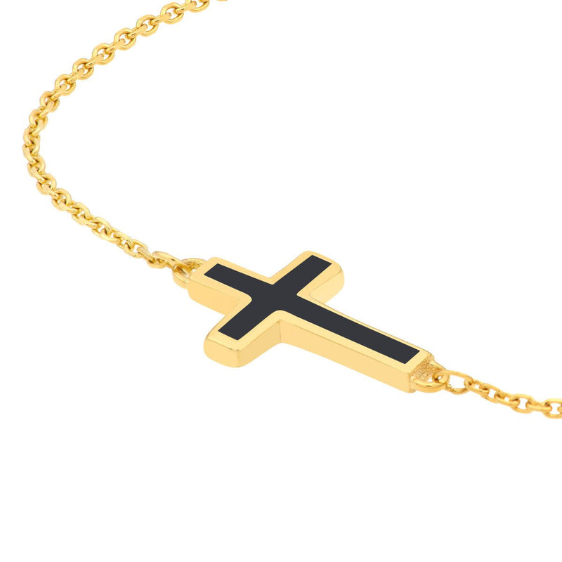 Sideways cross deals bracelet gold