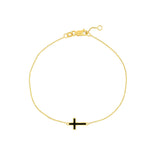 Birmingham Jewelry - 14K Yellow Gold Black Enamel Sideways Cross Bracelet - Birmingham Jewelry