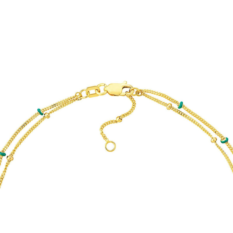 Birmingham Jewelry - 14K Yellow Gold Blue Enamel and Saturn Adjustable Anklet - Birmingham Jewelry