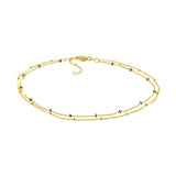 Birmingham Jewelry - 14K Yellow Gold Blue Enamel and Saturn Adjustable Anklet - Birmingham Jewelry