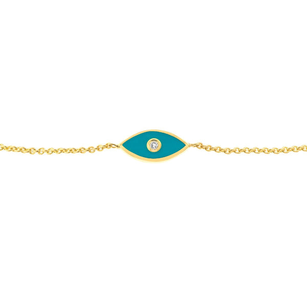 Birmingham Jewelry - 14K Yellow Gold Blue Enamel Evil Eye Bolo Bracelet - Birmingham Jewelry