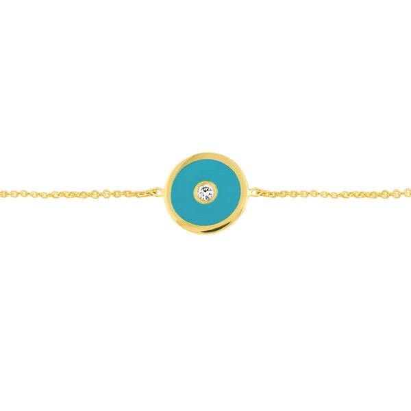 Birmingham Jewelry - 14K Yellow Gold Blue Enamel Round Evil Eye Bolo Bracelet - Birmingham Jewelry