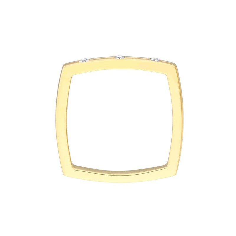 Birmingham Jewelry - 14K Yellow Gold Bold Gold Diamond Square Band Ring - Birmingham Jewelry