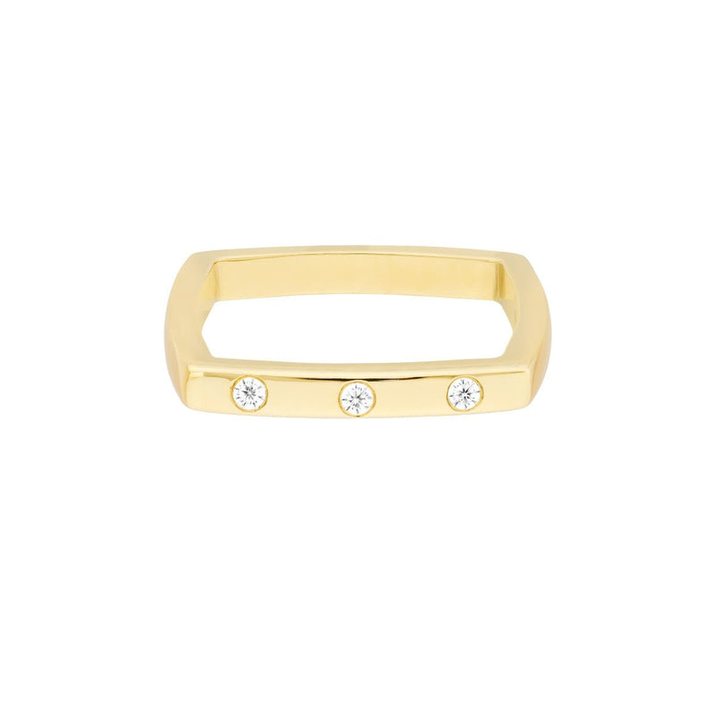 Birmingham Jewelry - 14K Yellow Gold Bold Gold Diamond Square Band Ring - Birmingham Jewelry