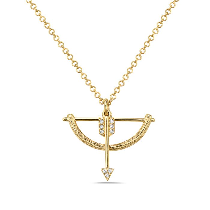 14K Yellow Gold Bow & Arrow Diamond Necklace Birmingham Jewelry Necklace Birmingham Jewelry 
