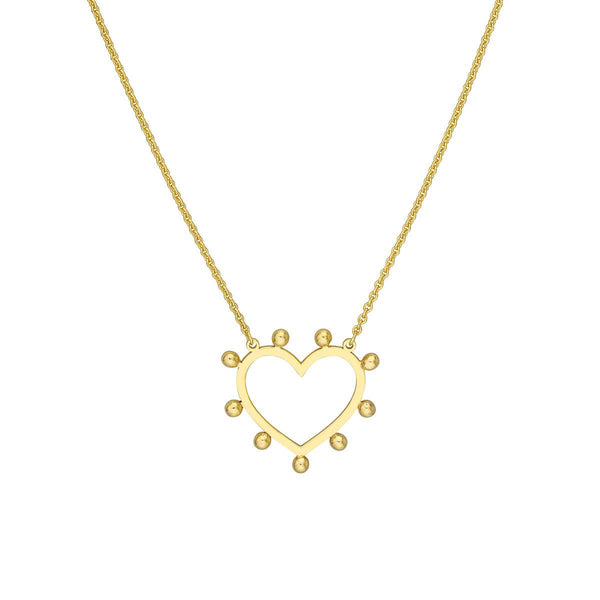 Birmingham Jewelry - 14K Yellow Gold Carousel Bead Heart Necklace - Birmingham Jewelry