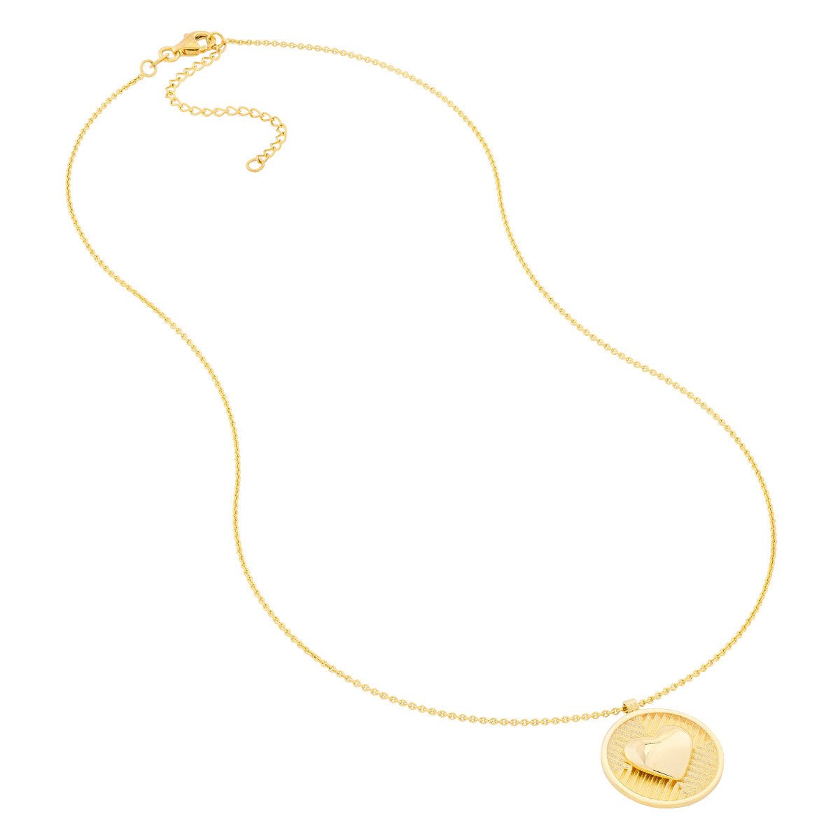 Birmingham Jewelry - 14K Yellow Gold Chevron and Puff Heart Medallion Necklace - Birmingham Jewelry
