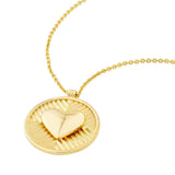 Birmingham Jewelry - 14K Yellow Gold Chevron and Puff Heart Medallion Necklace - Birmingham Jewelry
