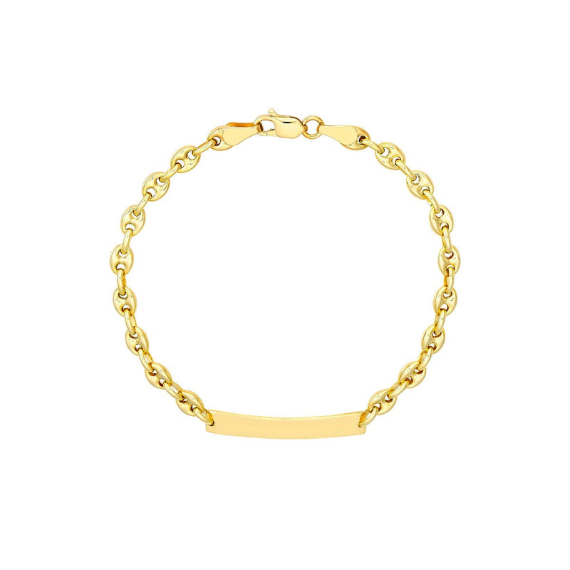 Birmingham Jewelry - 14K Yellow Gold Children's Puff Mariner ID Bracelet - Birmingham Jewelry