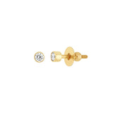 Birmingham Jewelry - 14K Yellow Gold Child's Bezel Set CZ Stud Earrings with Screw Back - Birmingham Jewelry