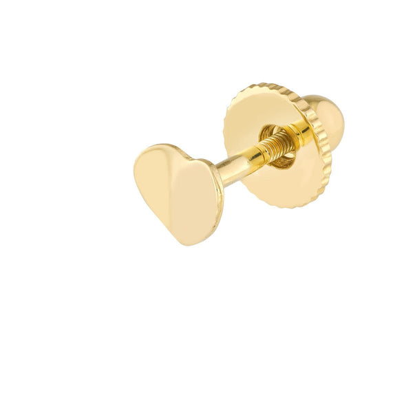 Birmingham Jewelry - 14K Yellow Gold Child's Concave Heart Stud Earrings with Screw Back - Birmingham Jewelry
