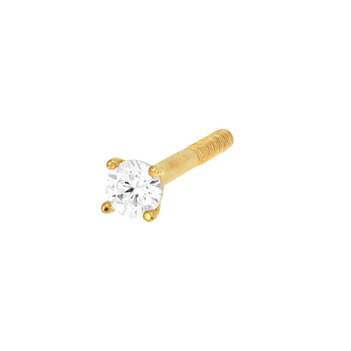 Birmingham Jewelry - 14K Yellow Gold Child's Four-Prong CZ Stud Earrings with Screw Back - Birmingham Jewelry