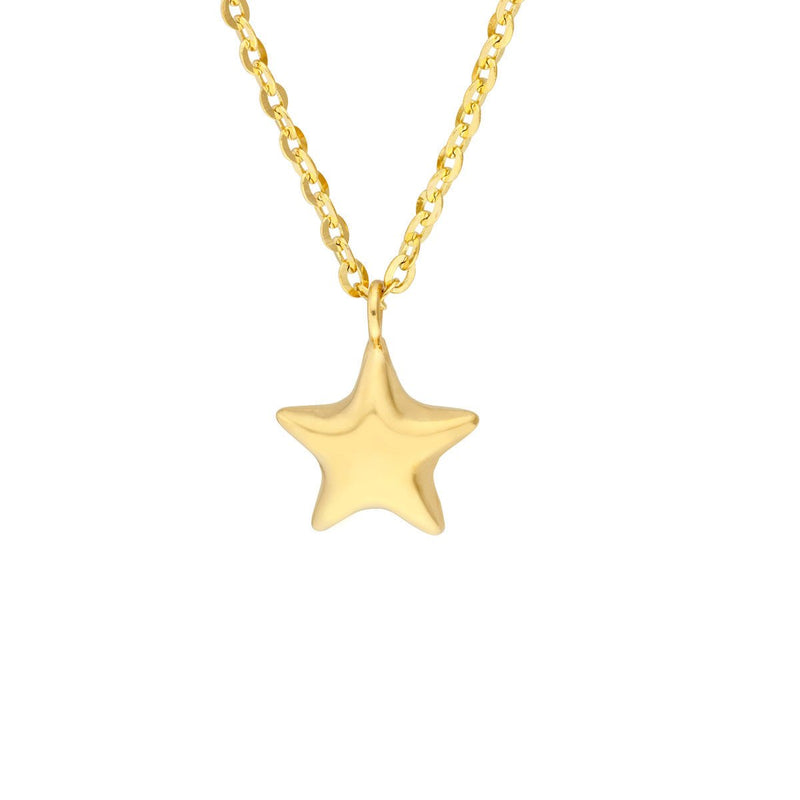 Birmingham Jewelry - 14K Yellow Gold Child's Puff Star Chain Necklace - Birmingham Jewelry