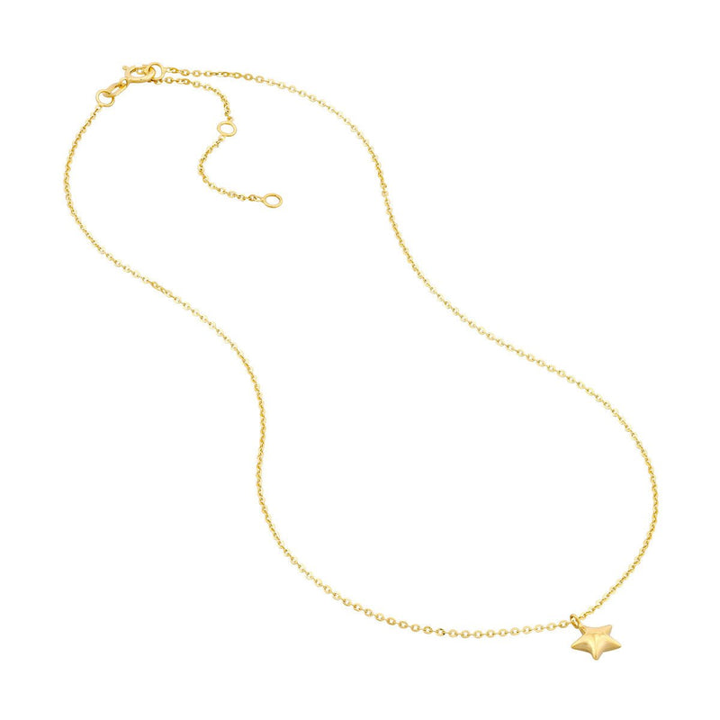 Birmingham Jewelry - 14K Yellow Gold Child's Puff Star Chain Necklace - Birmingham Jewelry