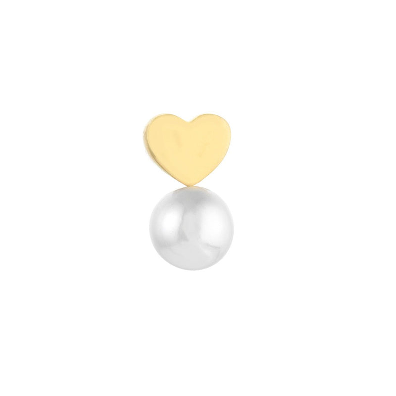 Birmingham Jewelry - 14K Yellow Gold Child's Screw Back Heart and Pearl Stud Earrings - Birmingham Jewelry