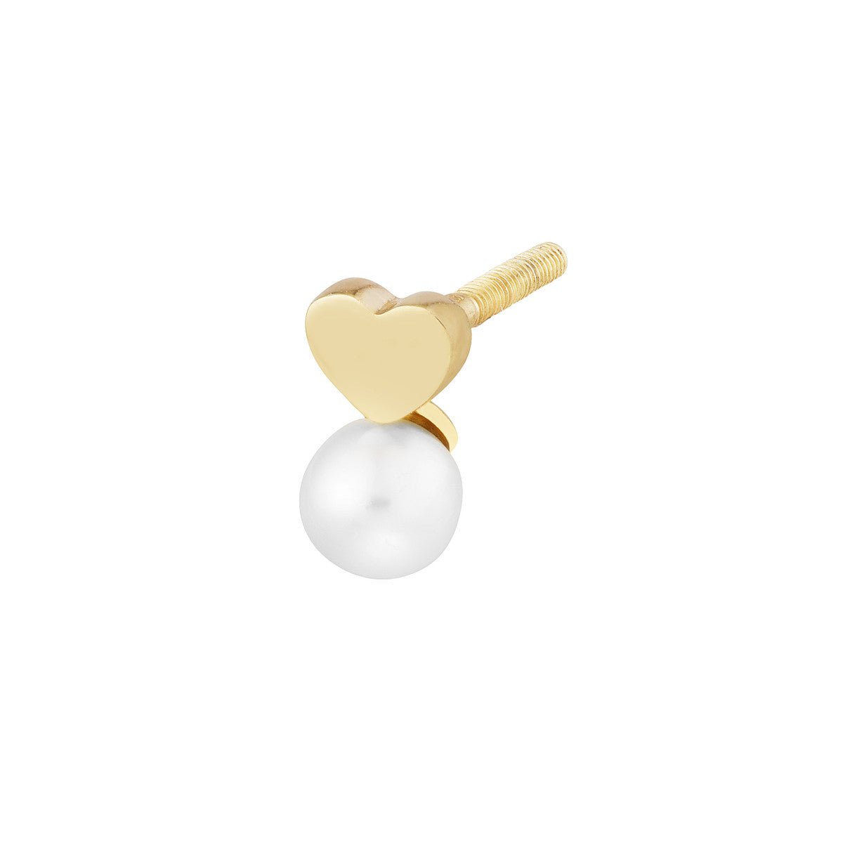 Birmingham Jewelry - 14K Yellow Gold Child's Screw Back Heart and Pearl Stud Earrings - Birmingham Jewelry