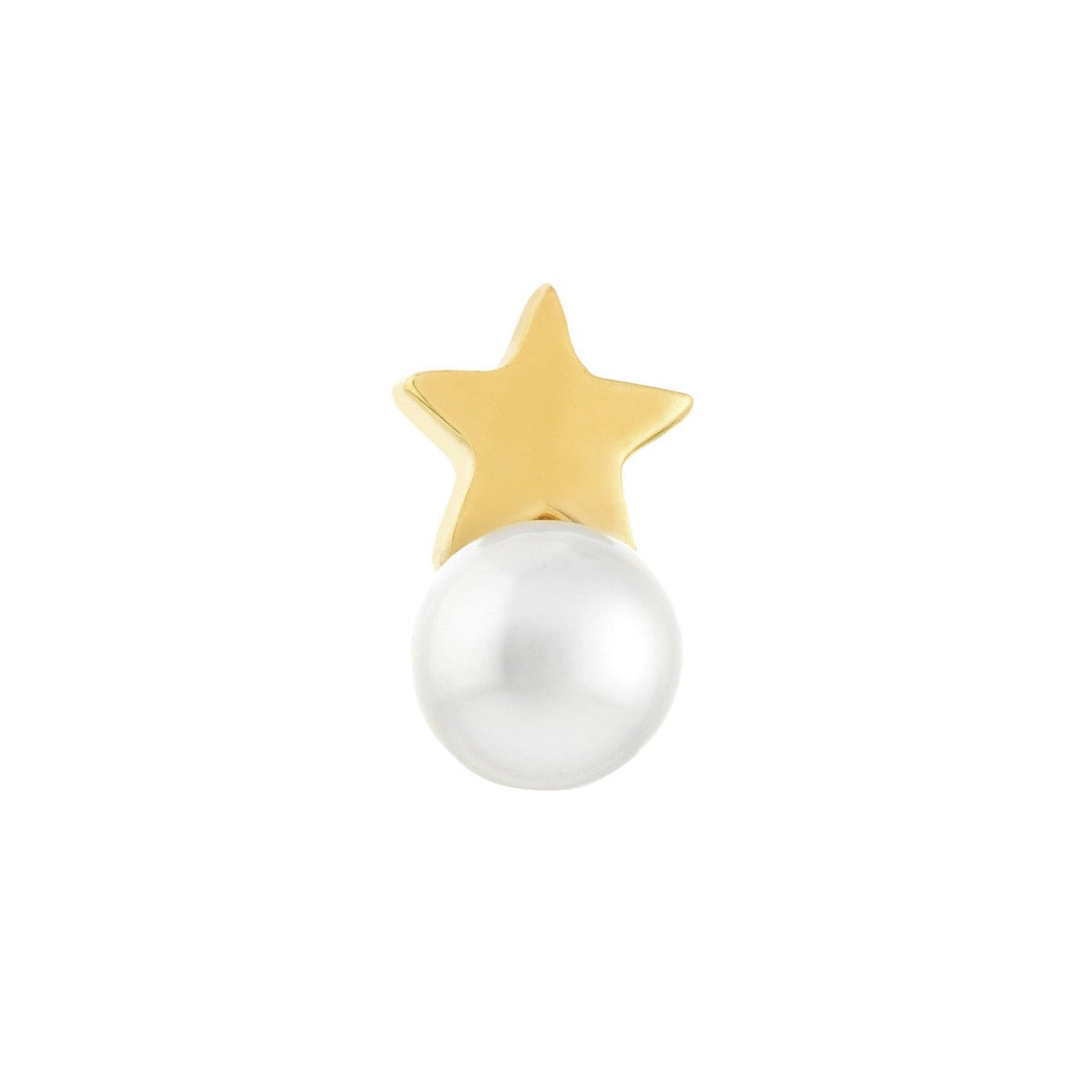 Birmingham Jewelry - 14K Yellow Gold Child's Star and Pearl Stud Earrings with Screw Back - Birmingham Jewelry