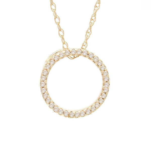 14K Yellow Gold Circle Single Prong Diamond Necklace Birmingham Jewelry Necklace Birmingham Jewelry 