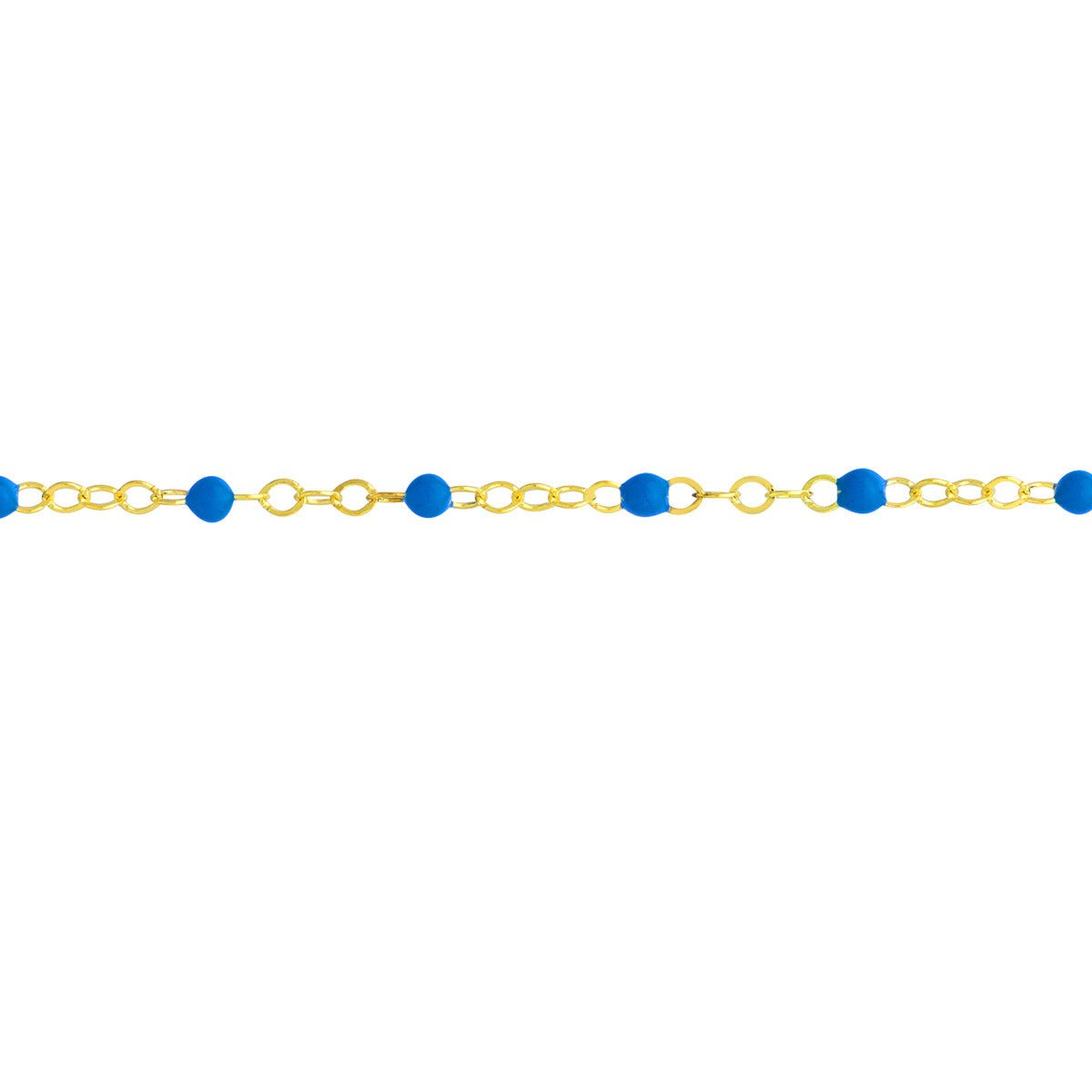 Birmingham Jewelry - 14K Yellow Gold Cobalt Enamel Bead on Piatto Chain Anklet - Birmingham Jewelry