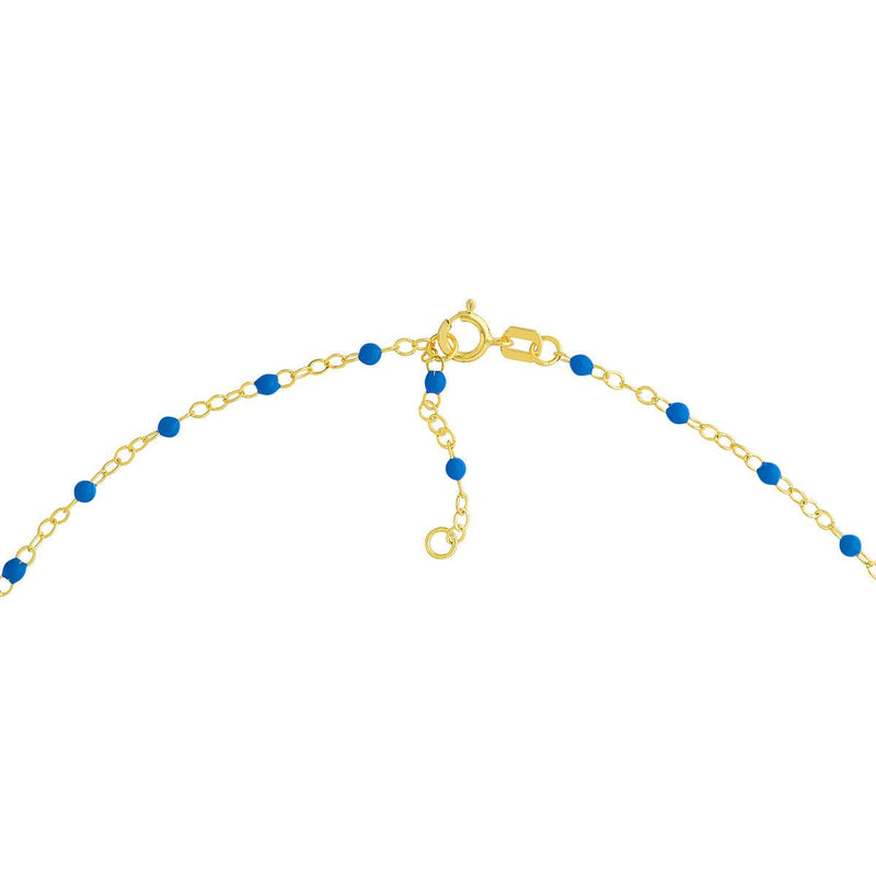 Birmingham Jewelry - 14K Yellow Gold Cobalt Enamel Bead Piatto Chain Bracelet - Birmingham Jewelry