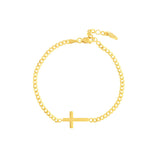 Birmingham Jewelry - 14K Yellow Gold Cross on Curb Chain Adjustable Bracelet - Birmingham Jewelry