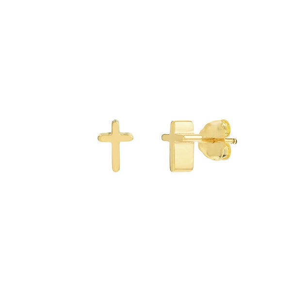 Birmingham Jewelry - 14K Yellow Gold Cross Profile Stud Earrings - Birmingham Jewelry