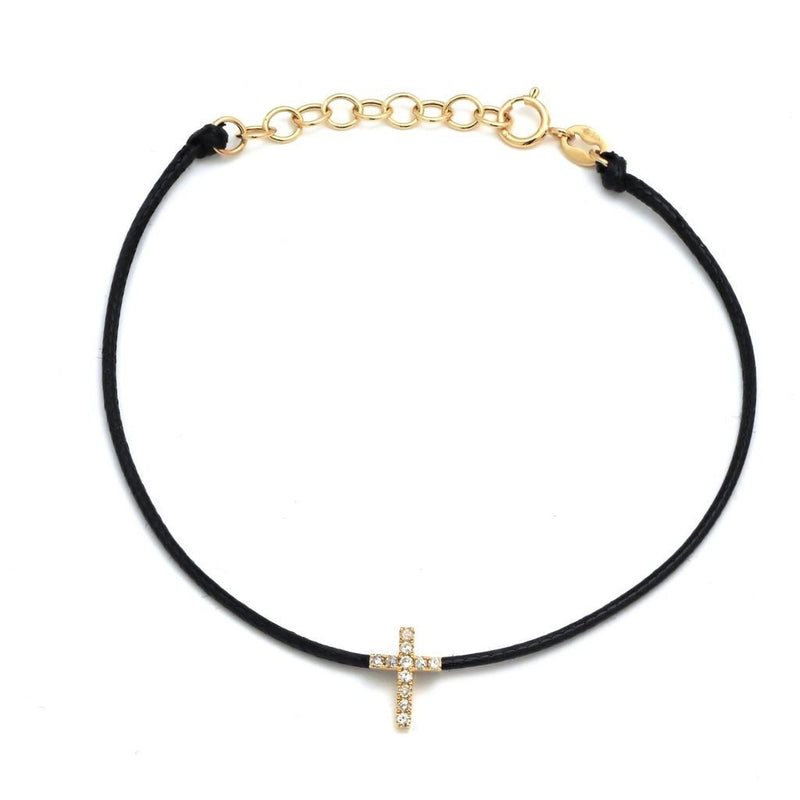 14K Yellow Gold Cross Single Micro Pave Diamond Bracelet Birmingham Jewelry Bracelet Birmingham Jewelry 