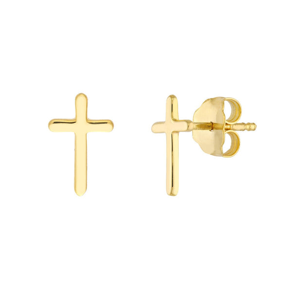 Birmingham Jewelry - 14K Yellow Gold Cross Stud Earrings - Birmingham Jewelry