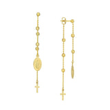 Birmingham Jewelry - 14K Yellow Gold Cross/Virgin Mary Drop Earrings - Birmingham Jewelry