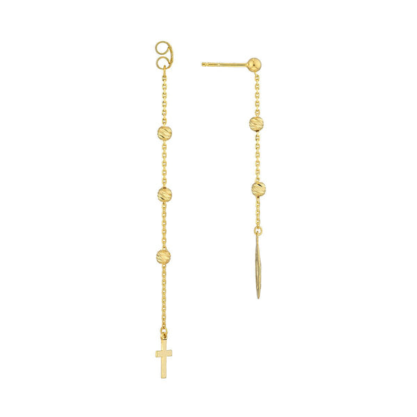 Birmingham Jewelry - 14K Yellow Gold Cross/Virgin Mary Drop Earrings - Birmingham Jewelry