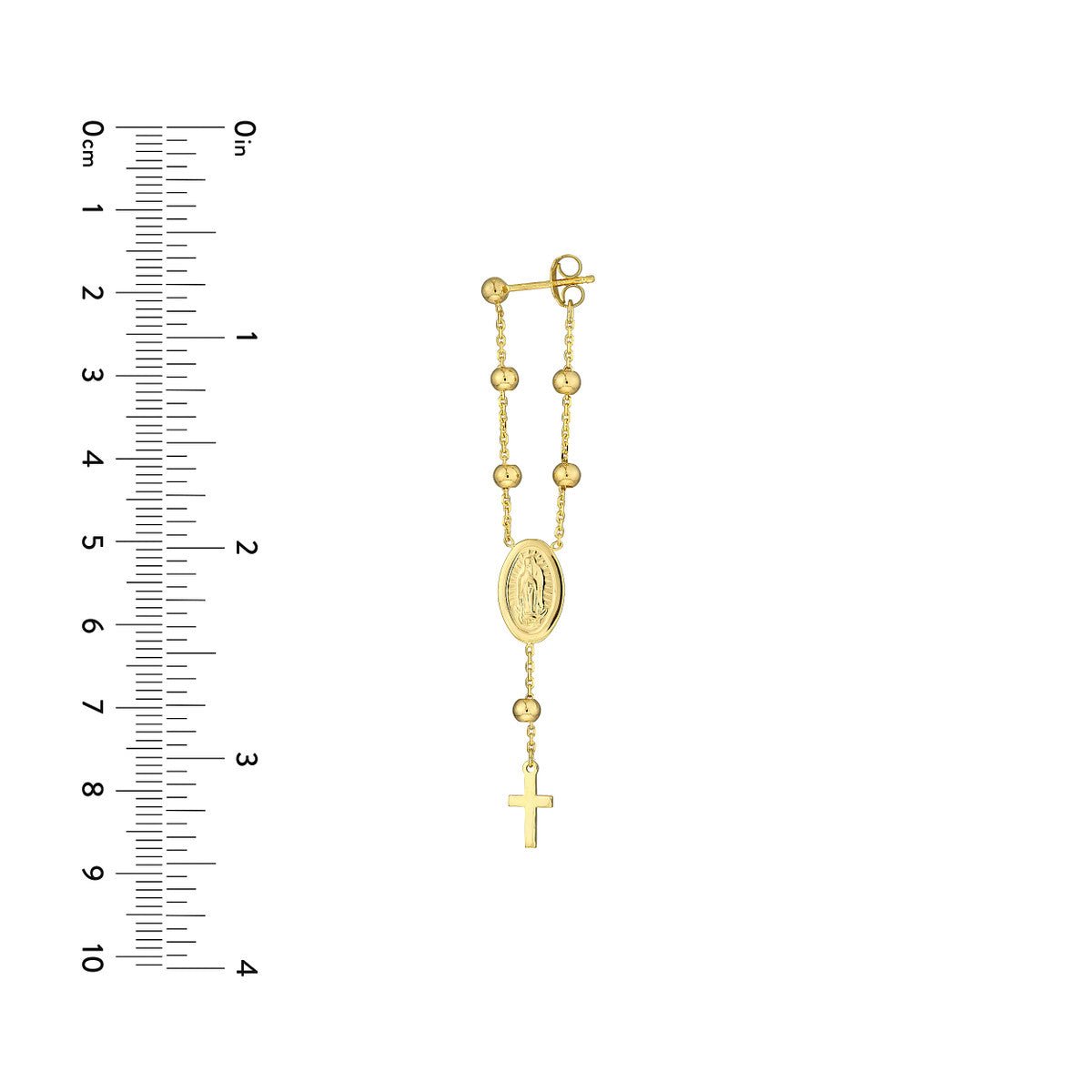 14K Yellow Gold Cross/Virgin Mary Front to Back Earrings Birmingham Jewelry Earrings Birmingham Jewelry 
