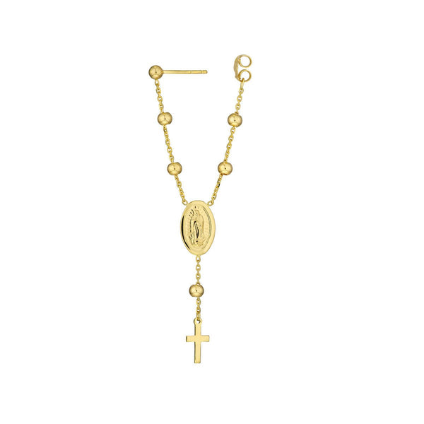 Birmingham Jewelry - 14K Yellow Gold Cross/Virgin Mary Front to Back Earrings - Birmingham Jewelry
