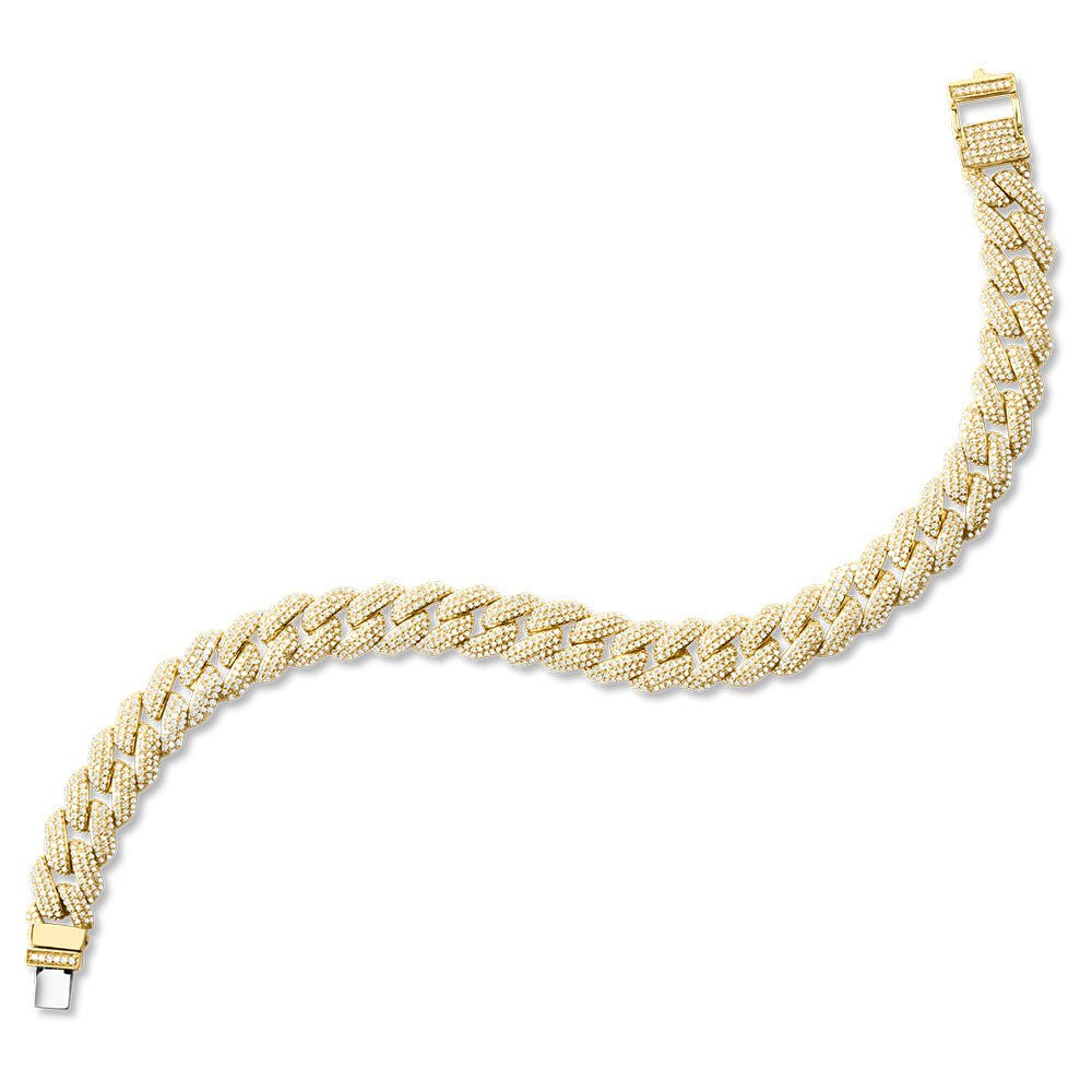 14K YELLOW GOLD CUBAN LINK-N-LOVE PAVE-SET DIAMOND BRACELET (3.00 CTW) Birmingham Jewelry Bracelet Birmingham Jewelry 