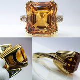 14K Yellow Gold Curved Fashion Ring with Citrine Center Stone Birmingham Jewelry Ring Birmingham Jewelry 