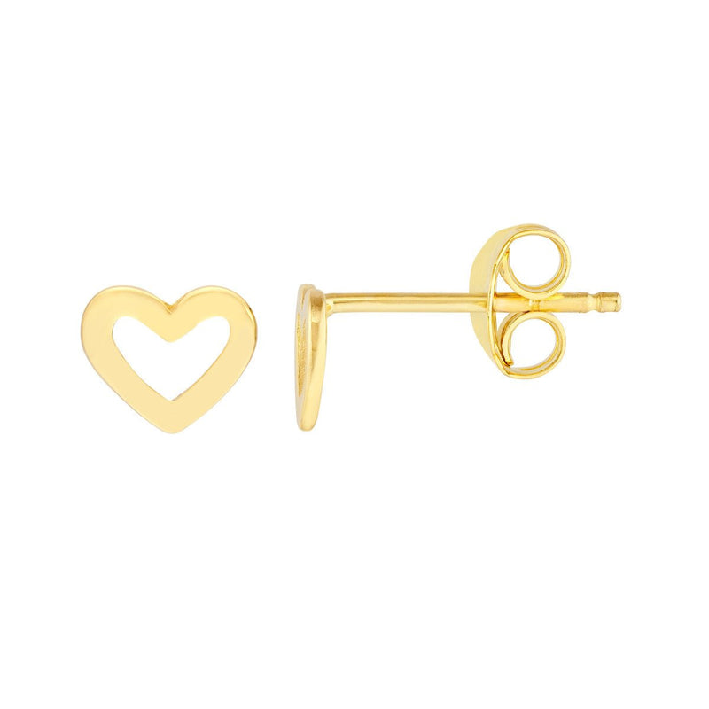 Birmingham Jewelry - 14K Yellow Gold Cut Out Heart Shaped Stud Earrings - Birmingham Jewelry
