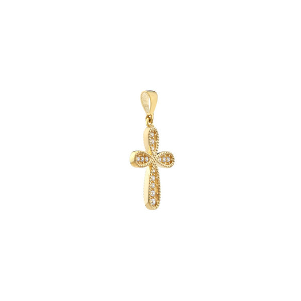 Birmingham Jewelry - 14K Yellow Gold CZ Beaded Filigree Cross Pendant - Birmingham Jewelry