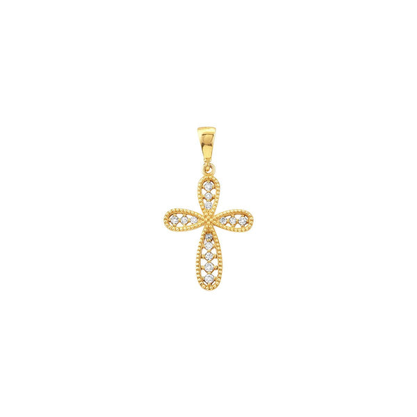 Birmingham Jewelry - 14K Yellow Gold CZ Beaded Filigree Cross Pendant - Birmingham Jewelry