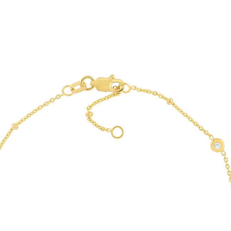 Birmingham Jewelry - 14K Yellow Gold CZ Bezel Station and Drop Adjustable Anklet - Birmingham Jewelry