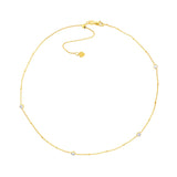 Birmingham Jewelry - 14K Yellow Gold CZ Bezels on Saturn Chain Adjustable Choker - Birmingham Jewelry