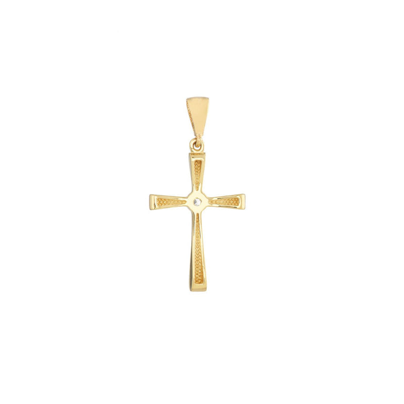 Birmingham Jewelry - 14K Yellow Gold CZ Center Polished Cross Pendant - Birmingham Jewelry