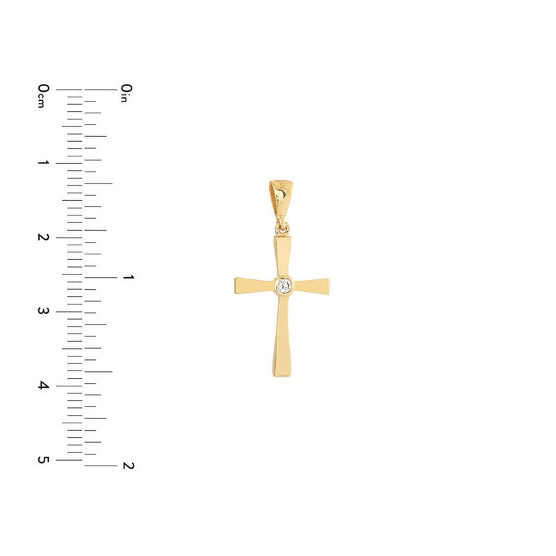 Birmingham Jewelry - 14K Yellow Gold CZ Center Polished Cross Pendant - Birmingham Jewelry