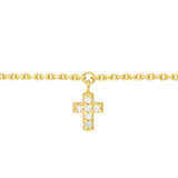 Birmingham Jewelry - 14K Yellow Gold CZ Cross Dangles Adjustable Choker - Birmingham Jewelry