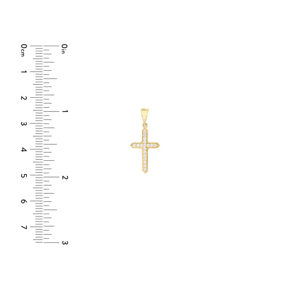 14K Yellow Gold CZ Cross Pendant Framed Birmingham Jewelry Pendant Birmingham Jewelry 
