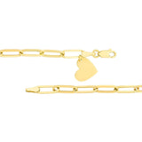 Birmingham Jewelry - 14K Yellow Gold Dangle Heart Paper Clip Bracelet - Birmingham Jewelry