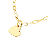 Birmingham Jewelry - 14K Yellow Gold Dangle Heart Paper Clip Necklace - Birmingham Jewelry