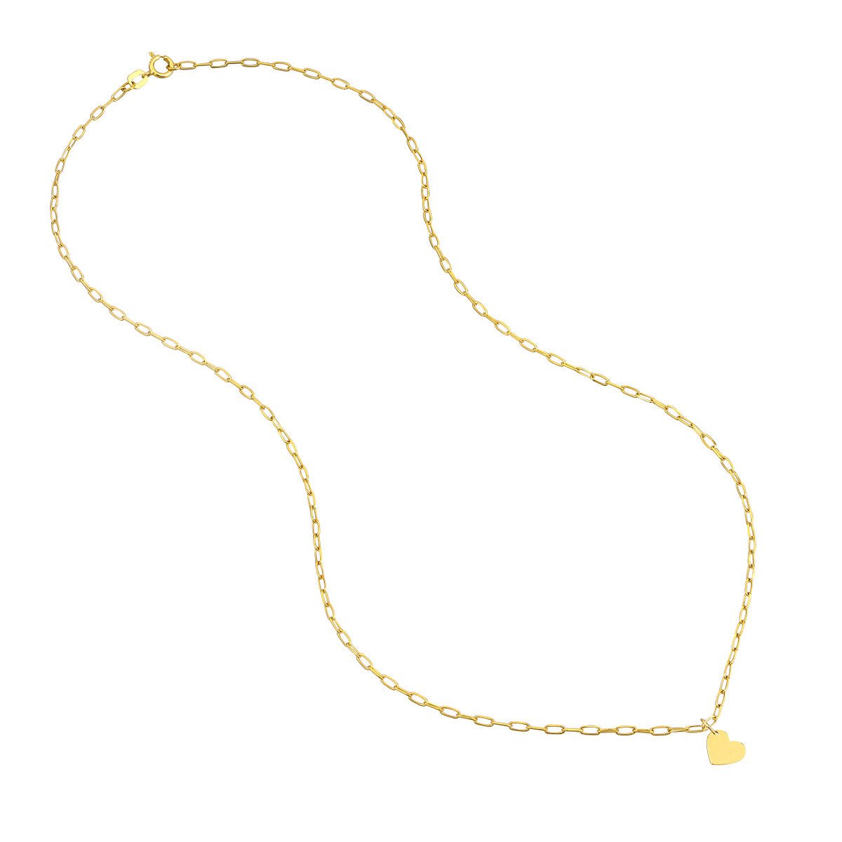 Birmingham Jewelry - 14K Yellow Gold Dangle Heart Paper Clip Necklace - Birmingham Jewelry